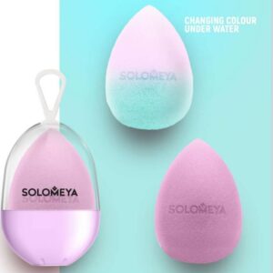 SOLOMEYA Спонж для макияжа, меняющий цвет - Color changing blending sponge purple-pink, 1 шт
